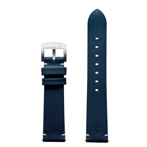 420Waldos 20mm  "Bud Series" Dark Blue Leather Strap with Brushed SS Buckle