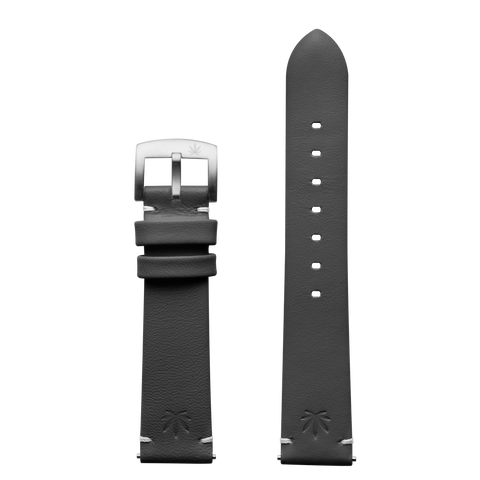 420Waldos 20mm "Bud Series" Dark Gray Leather Strap with Brushed SS Buckle