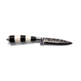 "The Zebra Knife" - Custom Hammered High Carbon Knife with Bone and Buffalo Horn Handle