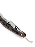 Alex Jacques 8/8" Curved Custom Straight Razor Brown hand carved G10 scales