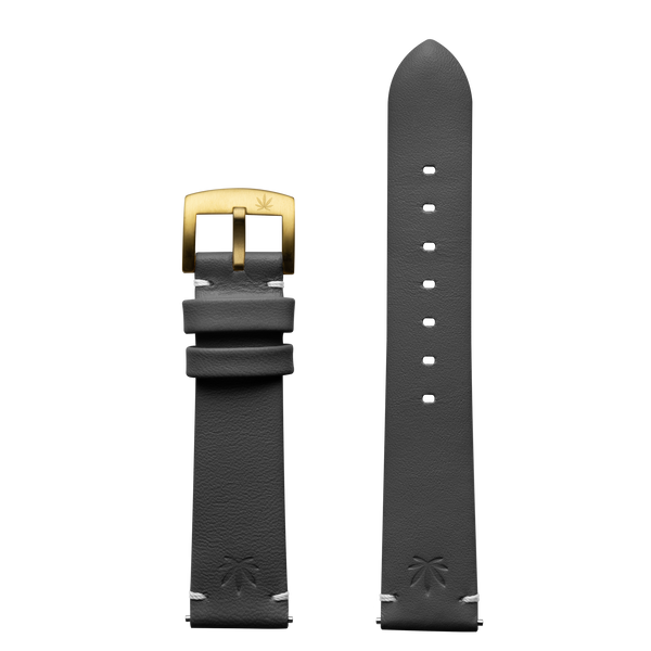 420Waldos "Mary Jane" Series 18mm Dark Gray Leather Strap with IP Gold Buckle