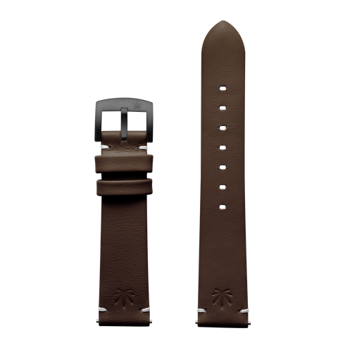 420Waldos 20mm "Bud Series" Dark Brown Strap with IP Gun Gray Plated Buckle