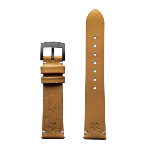 420Waldos 20mm "Bud Series" Tan Leather Strap with IP Plated Gun Gray Buckle