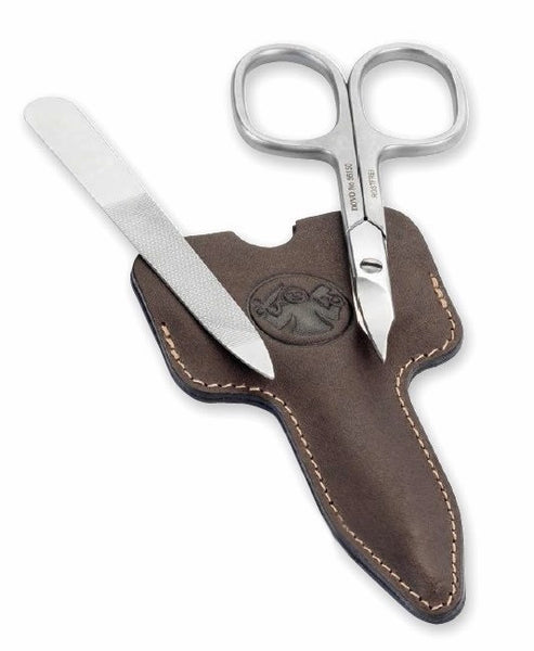 Dovo Deluxe 2-Piece Manicure Set in Brown Cowhide 