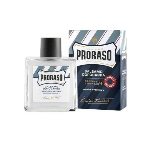 Proraso "Blue" Aftershave Balm - Aloe and Vitamin E - 100ml. Glass Bottle