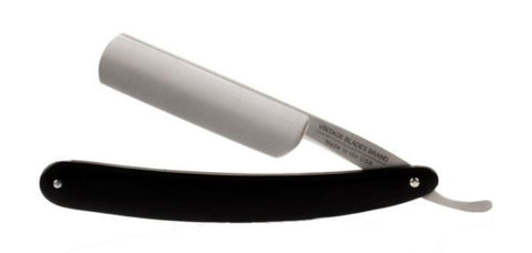 Vintage Blades Brand 6/8" Carbon Steel Straight Razor, Round Point, Satin Finished - Black Acrylic - Professionally Honed