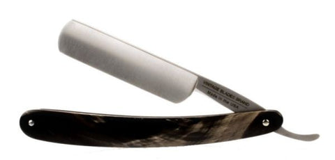 Vintage Blades Brand 6/8" Carbon Steel Straight Razor, Round Point, Satin Finished - Genuine Horn - Professionally Honed