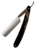 Vintage Blades Brand 6/8" Carbon Steel Straight Razor, Round Point, Satin Finished - Genuine Horn - Professionally Honed